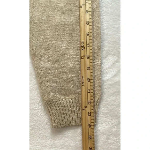 YeoKou Mens Cashmere Wool Blend Full Zip Fleece Lined Sweater SWG-0035 XL Tan